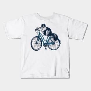 Ragdoll Cat On A Bicycle Kids T-Shirt